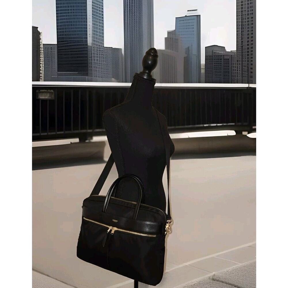Knomo London Hanover 14in Laptop Briefcase Shoulder Work Bag Black 14x10x2 $227